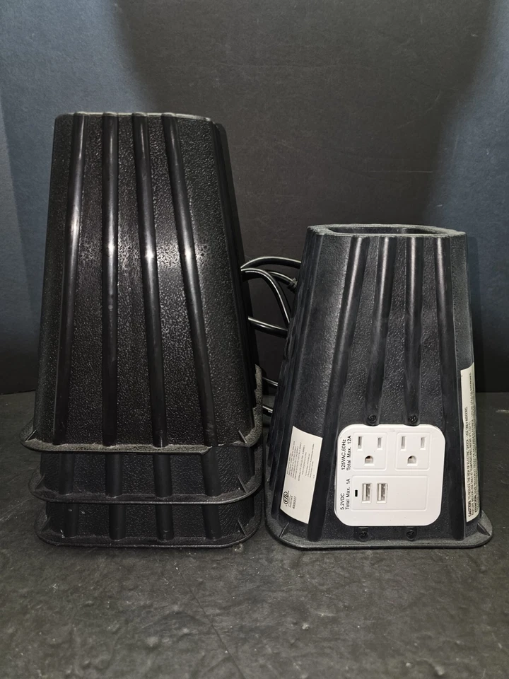 Elevadores de cama de plástico Intertek de 4 piezas con receptivos USB y toma de corriente 8" de elevación negros Foto 1 de 4