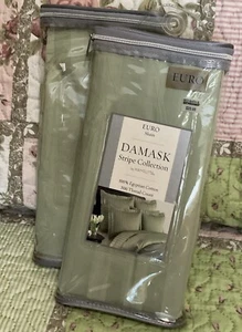 Pair Of Damask Stripe Collection By Wamsutta Cotton Euro Shams - Picture 1 of 9