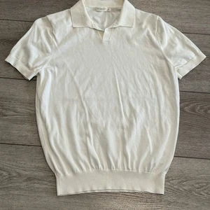 Suitsupply Hemd Herren Large Weiß Polo Preppy Designer Baumwolle Seide Freizeit - Bild 1 von 7