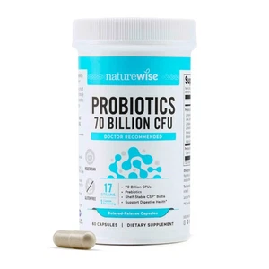 NatureWise Probiotics 70 Billion CFU - 17 Strains + Organic Prebiotics - Immu... - Picture 1 of 9