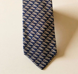 Gucci Herren Seidenkrawatte Blau Gold Geometrisch Italy Vintage 100% Seide - Bild 1 von 11