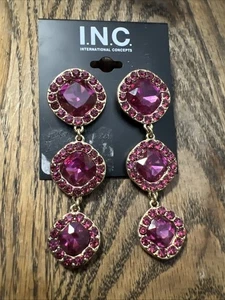 INC International Concept Gold Tone Dazzling Dangle/Drop Earrings GLOW - Picture 1 of 10