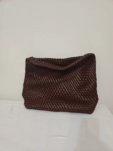 Cognac geflochtenes Leder Beuteltasche Set mit geflochtenem Riemen Petite Simone - Bild 1 von 9
