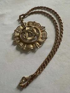 Collier pendentif chinois vintage déclaration ton or 18,5" - Photo 1/4
