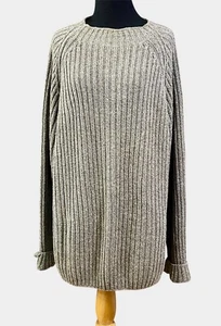 VTG Liberty Oarsman Roll Neck Heavy Cotton Fisherman Sweater Beige L Textured - Picture 1 of 5