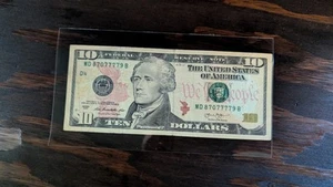 2013 $10 Bill - Rare Near-Binary Serial Number MD87077779B - Fancy AND Rare! - Picture 1 of 2