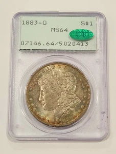 1883-O Morgan Silver Dollar ~ PCGS MS64 CAC OGH Rattler ~ Colorful Rainbow Toned - Picture 1 of 2