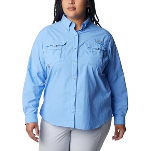 Camisa Columbia Bahama para mujer manga larga con botones talla grande EE. UU. 3X azul claro - Imagen 1 de 4