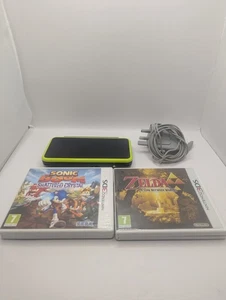 New 2DS XL Black and Lime Green with Charger And Games - Picture 1 of 9