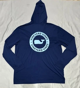 Vineyard Vines Shirt Herren Large Blau Performance Hoodie Langarm Wal Logo - Bild 1 von 14