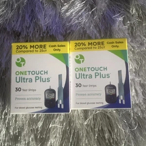 OneTouch Ultra Plus Glukose Diabetiker Teststreifen 60 Teststreifen Gesamt Ablaufdatum 3/26+ - Bild 1 von 4