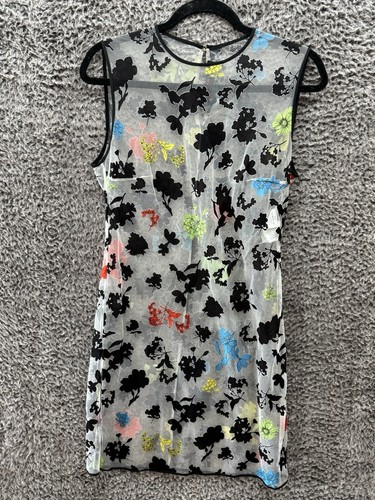Gianni Versace Mini Abito Floreale Senza Maniche Vedi Attraverso Bianco Multicolore 44