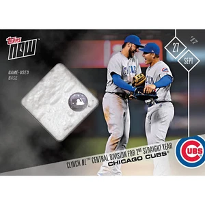 CHICAGO CUBS CLINCH NL CENTRAL TOPPS NOW #663A GAME USED BASE RELIC CARD 30/99 - Picture 1 of 4