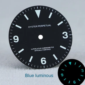 28,5 mm esfera negra mate EXP 369 NH35/NH36 azul Lume S logo mod - Imagen 1 de 12