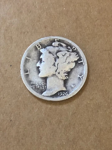 1926-P  Mercury Silver Dime, G-VG Circ. Lot C-41132, "FREE SHIPPING" Cover