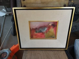 Vintage Framed Painting Abstract Colors Art Gold Trim Decor Collect Odd Unique - Picture 1 of 5