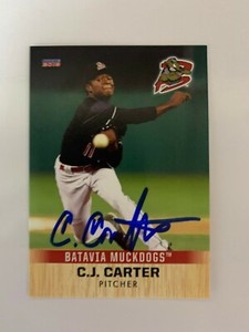C.J CARTER 2018 Signed Batavia Muck Dogs Team Card