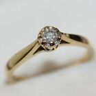 Certified Antique Genuine VS2 0.15CT Engagement Wedding 18K Solid Gold Ring Sz 6