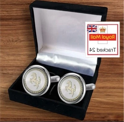 Mens Premium Car Cufflinks Ferrari Horse Gift IN CUFFLINK BOX Shirt Wedding UK - Image 1 of 4