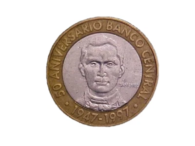 1997 Dominican Republic 5 Pesos KM# 88 BiMetallic-High Grade Circ!-c3036xux - Image 1 of 2