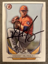 Vince Velasquez Signed 2014 Bowman Autographed Houston Astros Baseball Card