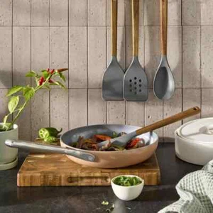 4pc Wood/Nylon Kitchen Utensil Set Gray - Figmint™: Acacia & Silicone, Hand Wash - Picture 1 of 3