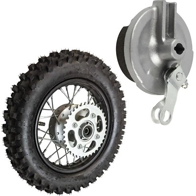 Rear Wheel 80/100-10 Tire Rim 3.00-10 Drum Brake Dirt Pit Bike KLX110 KX65 CRF70 - Image 1 of 4