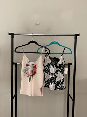 Лот из 2 Flora Nikrooz размер XS кружевной отделки мягкий трикотаж и шифоновое Camisole верхний комплект - Изображение 1 из 4