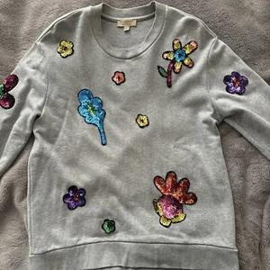 Women’s Grey Burberry Sequin Decal Sweatshirt - Picture 1 of 5