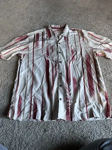 Tommy Bahama Shirt Adult Large Button Down Short Sleeve 100% Silk Men’s - Picture 1 of 7