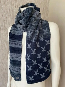 BUFANDA DE PUNTO GRUESO DENIM & SUPPLY RALPH LAUREN ÍNDIGO ESTRELLAS Y RAYAS NUEVA CON ETIQUETAS - Imagen 1 de 7