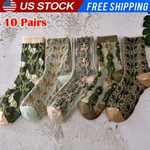 10Pairs Women Cotton Casual Warm Socks Mid Calf Stretchy Middle Tube Socks Gift - Picture 1 of 9