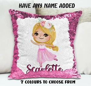 Ballerina Cushion Cover Sequin Throw Pillow - Personalised - Picture 1 of 12