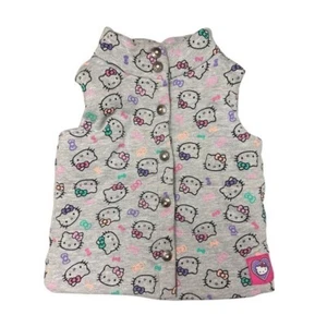 Hello Kitty Let's Play Heather Gray Puffer Vest Graphic Snap Toddler Size 3T - Picture 1 of 14