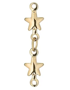 6 Gold Plated Brass 20mm Long Star Chain Extenders - Picture 1 of 3