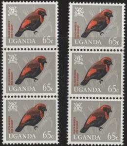 Uganda 1965 Birds set - 65c Red-crowned bishop x 6, mint MNH - Picture 1 of 1