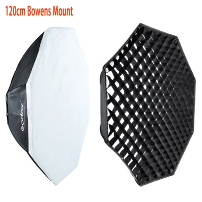 US Godox 120cm 47" Bowen Studio Flash Octagon Softbox+Honeycomb Grid Softbox Set - Image 1 of 4