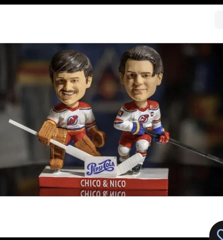 2022 New Jersey Devils Chico Resch Nico Hischier SGA Dual Bobblehead 12/9 NJ Cover