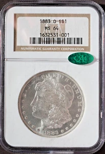 1883-O Morgan Silver $1 Dollar, NGC MS64 CAC, Great Coin! - Picture 1 of 2