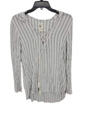Top Billabong para mujer mediano blanco negro rayas con cordones con capucha playa informal Foto 1 de 4