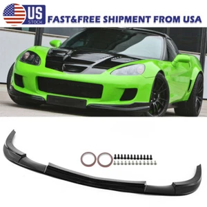 For Corvette C6 Z06 2005-2013 | ZR1 Style Gloss Black Front Bumper Splitter Lip - Picture 1 of 13