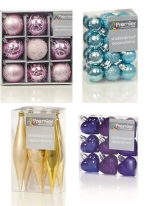 Christmas Tree Decorations Xmas Tree Baubles Glitter Gloss & Matt Various Shapes - Picture 1 of 46