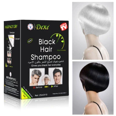DEXE Black Hair Shampoo 5 minutes Instant Dye Permanent Hair Colour x 10 Pack