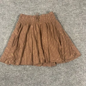 VTG Gap Skirt Girls XL Brown Tie Up Flare Lightweight Short Lined Y2k Metallic - Picture 1 of 9