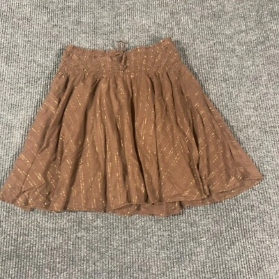 VTG Gap Skirt Girls XL Brown Tie Up Flare Lightweight Short Lined Y2k Metallic - Image 1 of 4