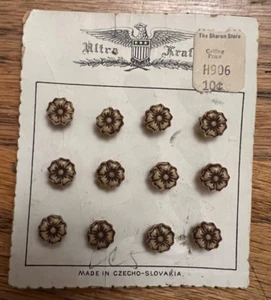 Vintage Ultra Kraft Button Card Flower Czecho-Slovakia 💗 - Picture 1 of 3