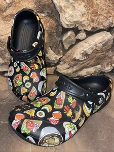 Crocs Bistro Foodie Graphic Clogs Round Toe Slip On Comfort Black Size M6-W8 * - Picture 1 of 9