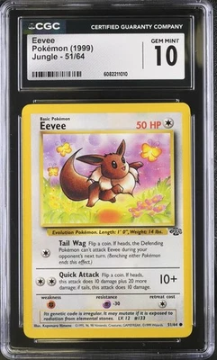 CGC 10 Eevee 51/64 Jungle Pokémon Card - Image 1 of 2