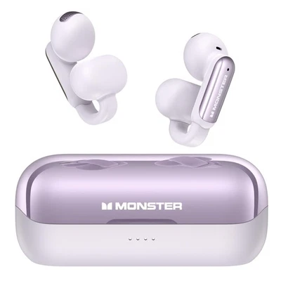 Monster Wireless Earbuds Open AC601 Bluetooth 5.4 IPX5 Touch Noise Cancel Purple - Image 1 of 4