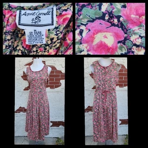 MEDIUM women APRIL CORNELL floral midi sleeveless cotton dress - Picture 1 of 23